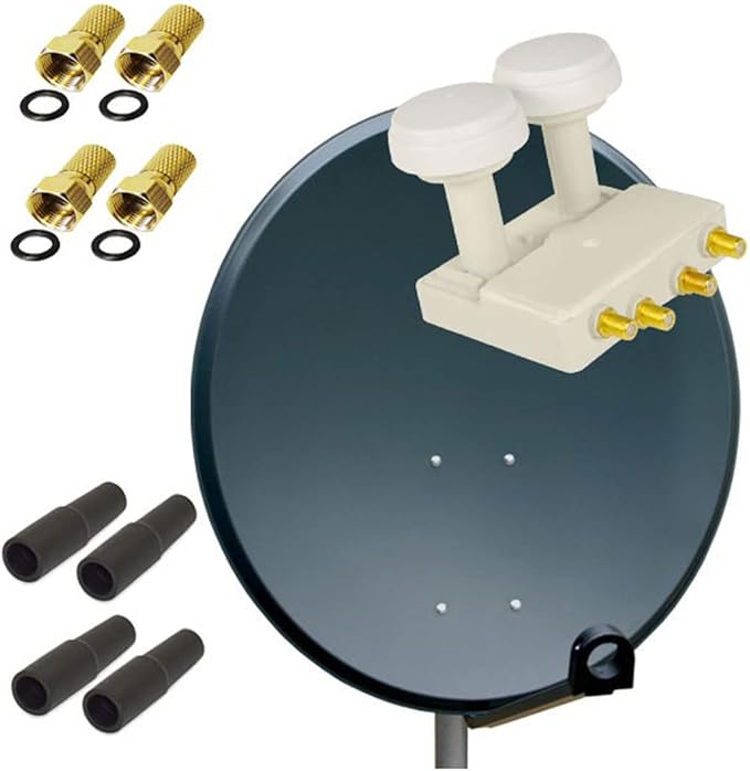 Nein Auslaufartikel (Produktion durch Premium X Satelliten-Komplettanlage 80cm ALU Schüssel Quad LNB Monoblock Astra Hotbird für 4 Teilnehmer
