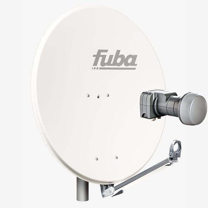 Fuba Vertriebs-GmbH Fuba Satellitenschüssel Komplettset 2 Teilnehmer DAL 802 W mit Twin LNB für UHD/4K/8K – HDTV