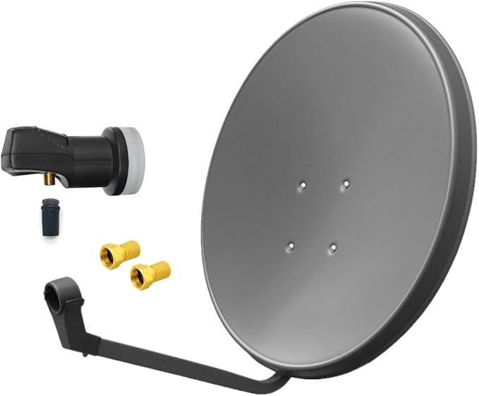 Nein Auslaufartikel (Produktion durch ARLI 60 cm Satellitenantenne Set HD UHD 4K Digital Single LNB + 2 F-Stecker für Astra 19,2° & Camping