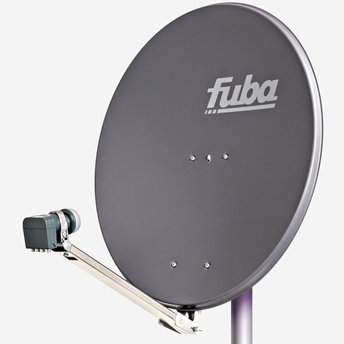 Fuba Vertriebs-GmbH DAL 804 A Satellitenschüssel Komplettset 4 Teilnehmer mit 74cm Alu-Schüssel & Quad LNB für UHD/4K/8K HDTV
