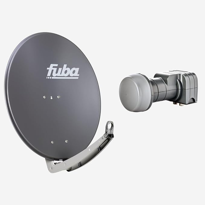 Fuba Vertriebs-GmbH Fuba Digital Sat-Anlage 2 Teilnehmer | 80cm Satellitenschüssel Komplettset mit Twin LNB für UHD/4K/8K & HDTV