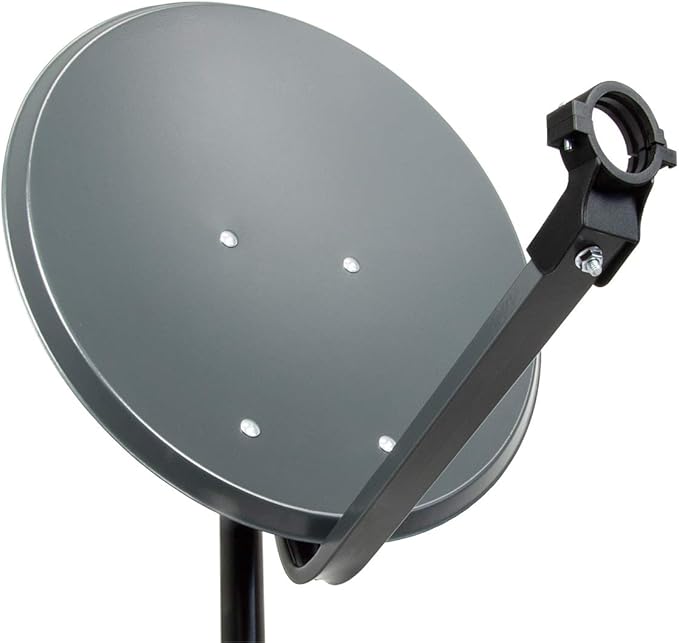 Premium X PXS45 Satellitenschüssel 45cm Anthrazit Stahl Spiegel mit LNB Tragarm & Masthalterung für Astra, Hotbird, UltraHD 4K