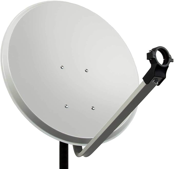 Premium X PXA60 Satellitenschüssel 60cm Aluminium Hellgrau für Astra, Hotbird & 4K UHD Empfang mit LNB Tragarm und Masthalterung