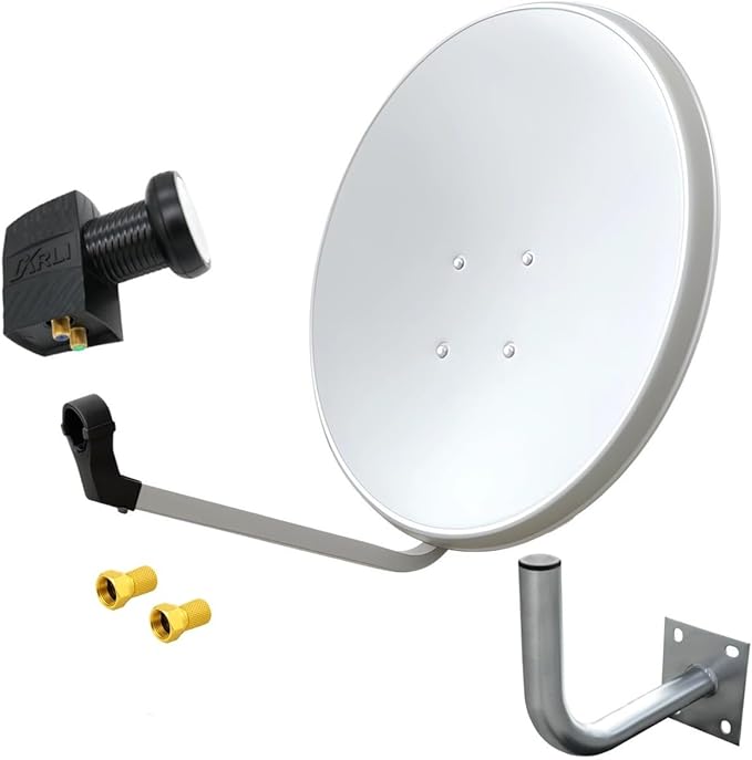 Nein Auslaufartikel (Produktion durch ARLI 60cm HD Satellitenantenne Twin LNB UHD 4K mit Wandhalter für 2 Teilnehmer – 2018