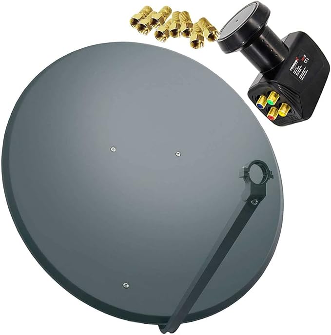 Premium X Satelliten-Komplettanlage 100cm Anthrazit mit Quad LNB für 4 Teilnehmer – 119578