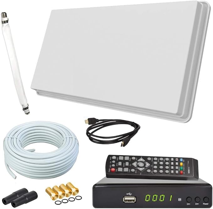 Nein Auslaufartikel (Produktion durch Selfsat H30D1+ Flachantenne Single + HD Receiver + 10m Kabel Anschluss Set für 1 Teilnehmer – D1002