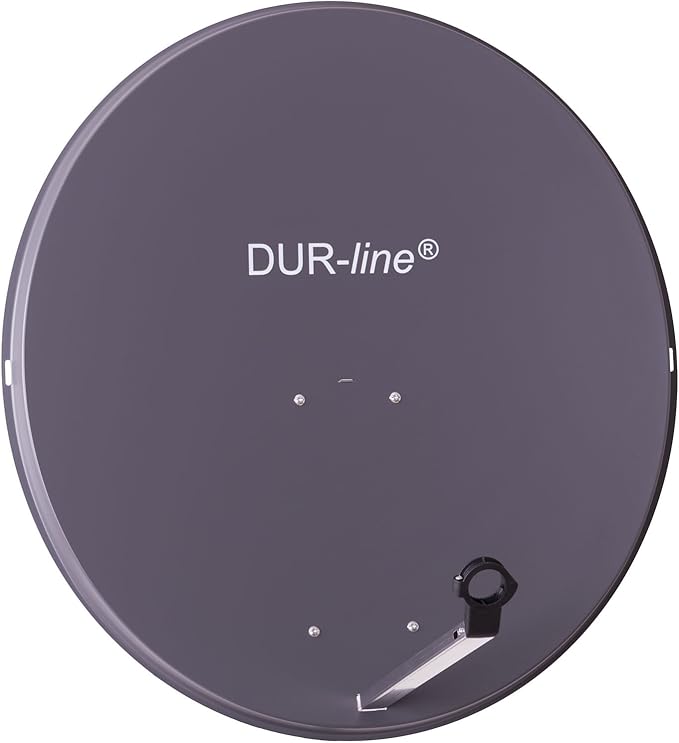 DUR-line MDA 90cm Anthrazit - Aluminium Satellitenschüssel mit LNB Feedhalterung - Sat Antenne Spiegel Anlage [Digital, Camping, Astra 19,2°, DVB-S/S2, Full HD, 4K, 3D]