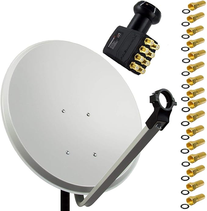 Nein Auslaufartikel (Produktion durch Premium X Satelliten-Komplettanlage 80 cm mit Octo LNB für 8 Teilnehmer, Stahl Hellgrau, 119953