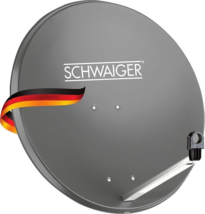 Nein Auslaufartikel (Produktion durch SCHWAIGER Satellitenschüssel 75 cm Stahl Spiegel Offset Antenne mit LNB-Tragarm für Astra Hotbird Eutelsat Türksat HD TV