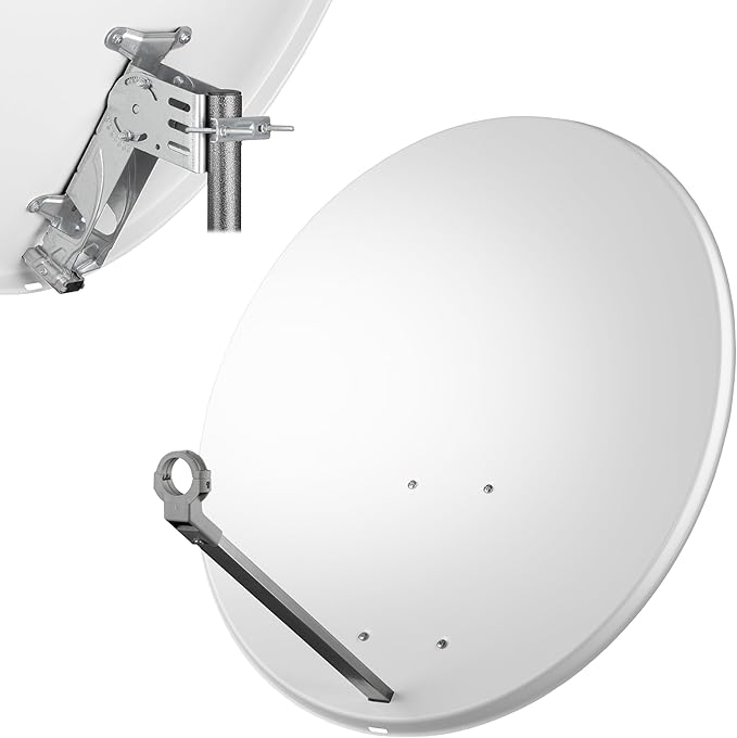 LogiSat 80cm Satelliten Sat Spiegel Schüssel Antenne Anlage HDTV Full Ultra HD UHD 4K (hellgrau)