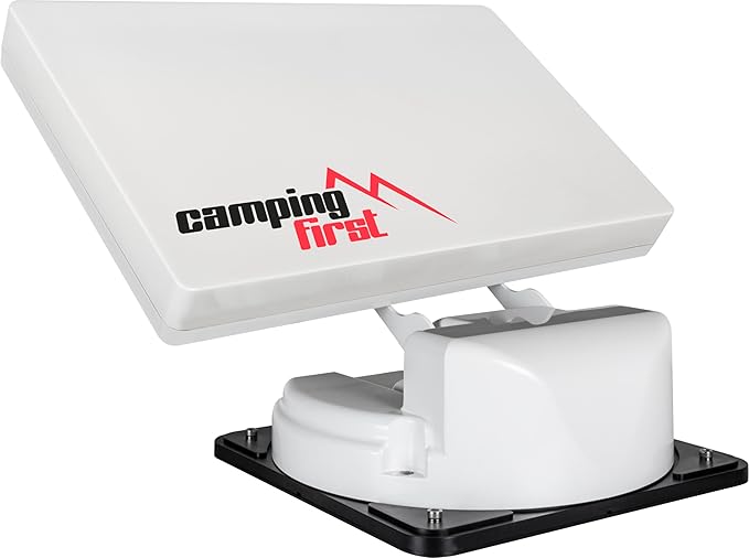 Camping First Satmex Flat 2 Vollautomatische Satellitenantenne für Caravan & Wohnmobil, 2 TVs, Skew-Funktion, Weiß – 600120