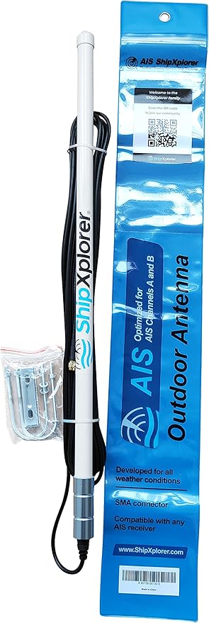 ShipXplorer AIS 162 MHz Außenantenne omnidirektional mit 10m Kabel, SMA-Stecker, wetterfest – 2022
