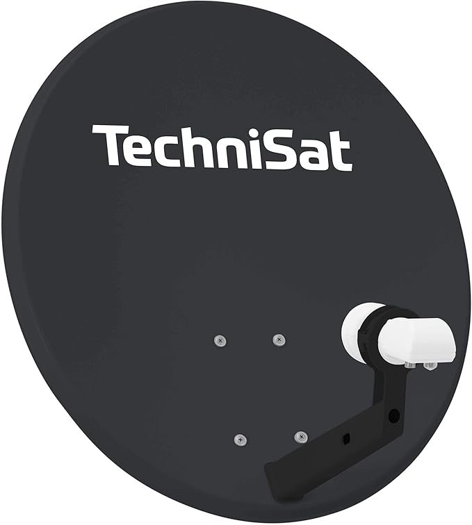 TechniSat TECHNITENNE 60 Satellitenschüssel Komplettset für 2 Teilnehmer mit Twin-LNB, 60 cm Antenne & Masthalterung anthrazit – 1360