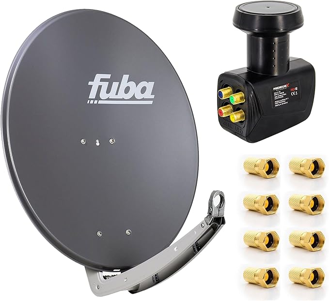 Premium X Satelliten-Komplettanlage Fuba DAA 780 A Quad LNB für 4 Teilnehmer mit 8x F-Steckern – 119778