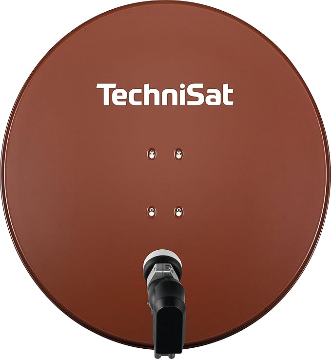 TechniSat SATMAN 850 PLUS - Satellitenschüssel für 4 Teilnehmer (85 cm Sat Spiegel mit Masthalterung und 40mm Universal-Quattro-Switch-LNB) rot